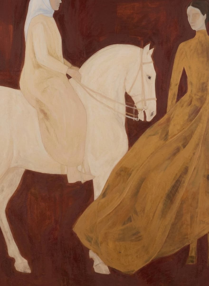 Figurative Equestrian Brown Two Riders - Wall Art by Fir Gallery - Abstract wall art