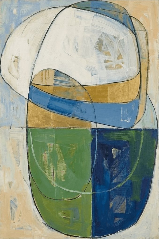 Abstract Blue Green Held Open - Wall Art by Fir Gallery - Abstract wall art