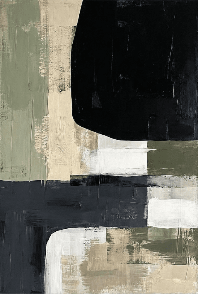 Monochrome Sage Abstract Still Ground - Wall Art by Fir Gallery - Abstract wall art