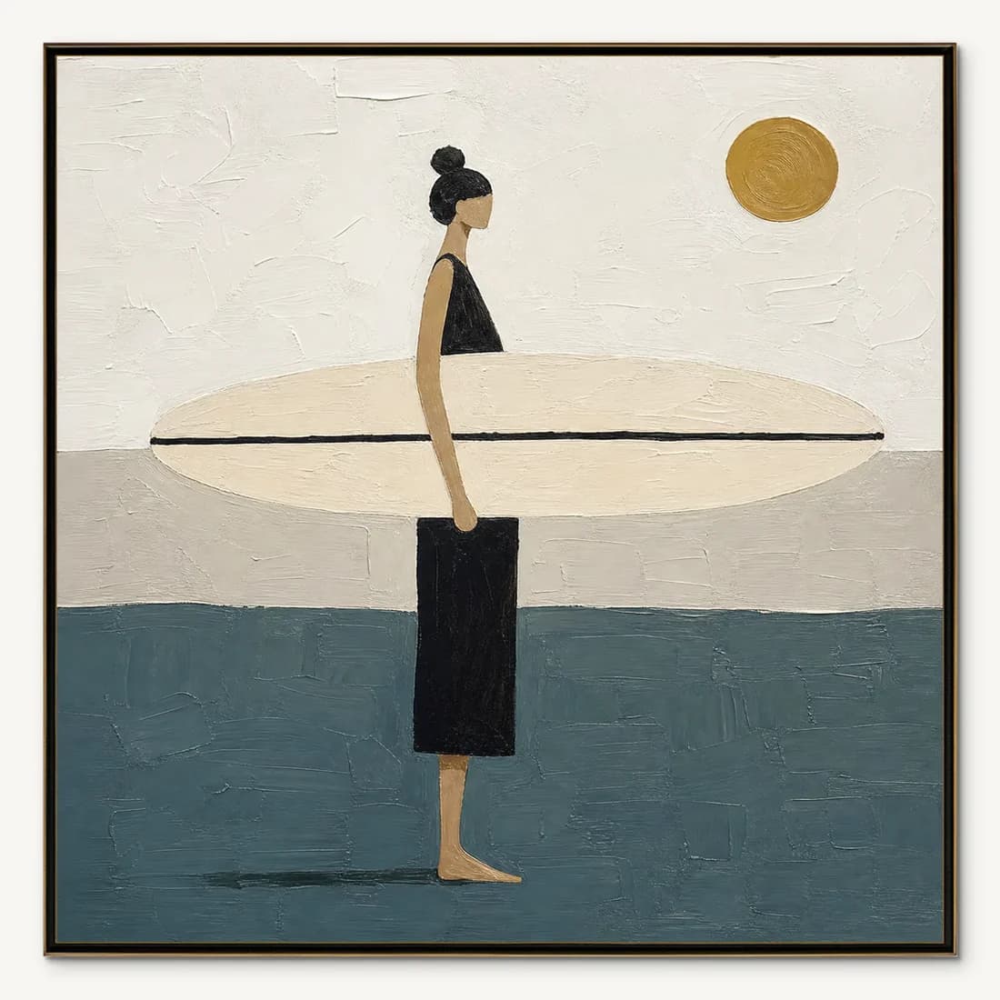 Minimalist Surfer Figure Shore Days - Wall Art by Fir Gallery - Abstract wall art