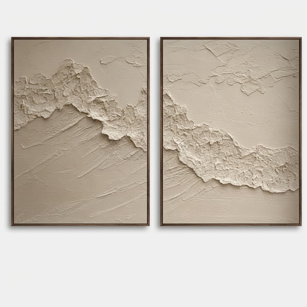 Neutral Textured Abstract Shifting Ground - Wall Art by Fir Gallery - Abstract wall art