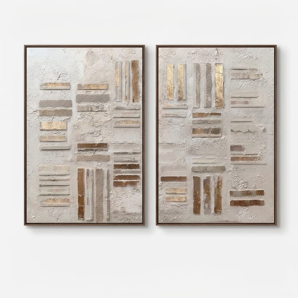 Neutral Textured Abstract Still Intervals - Wall Art by Fir Gallery - Abstract wall art