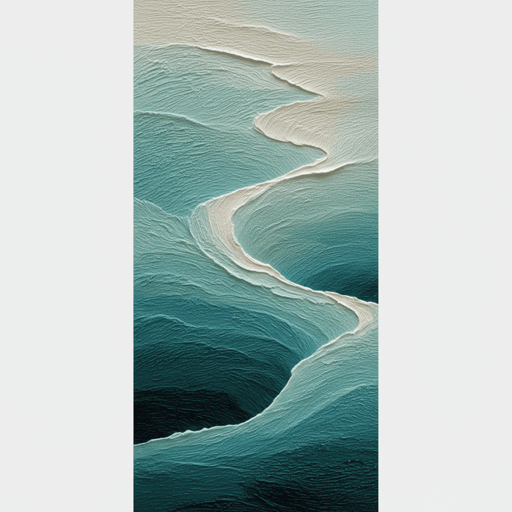Teal Abstract Ocean Soft Current - Wall Art by Fir Gallery - Abstract wall art