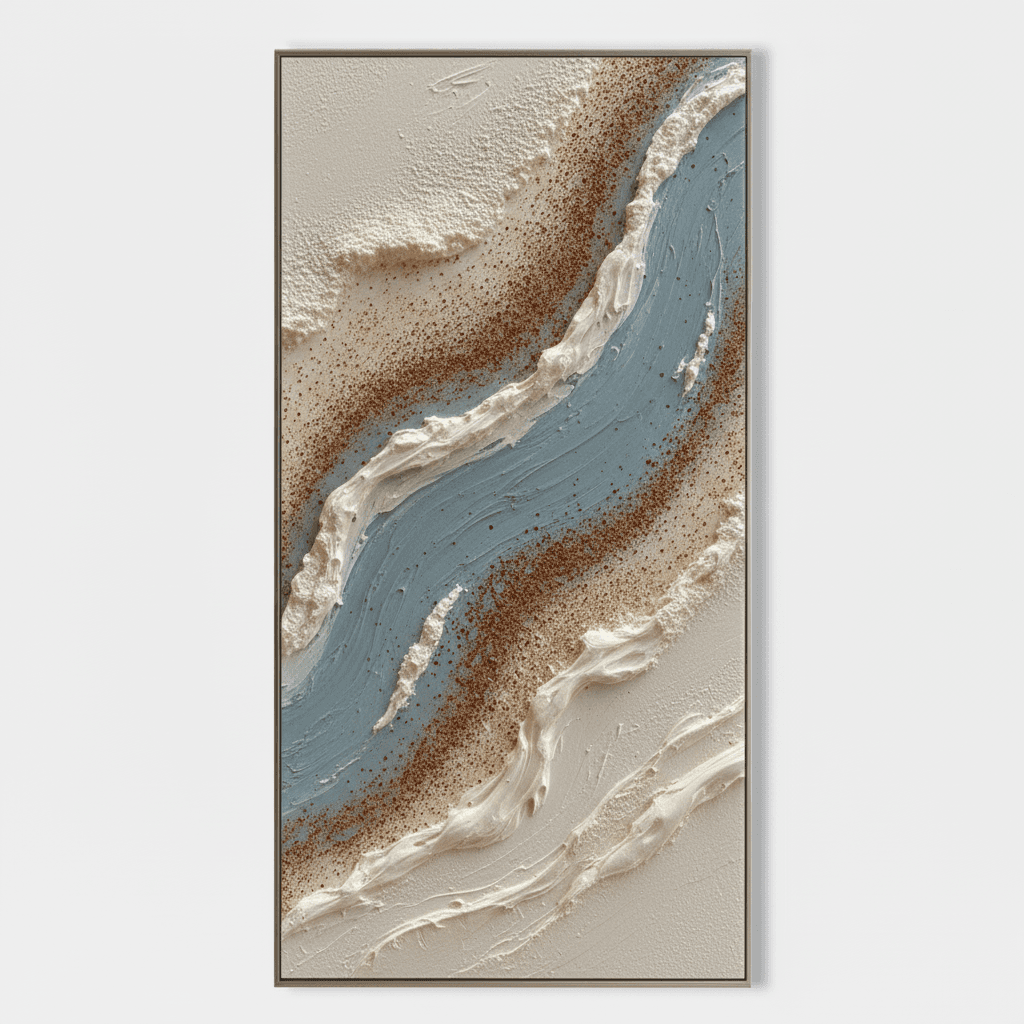 Textured Blue Sand Tidal Drift - Wall Art by Fir Gallery - Abstract wall art