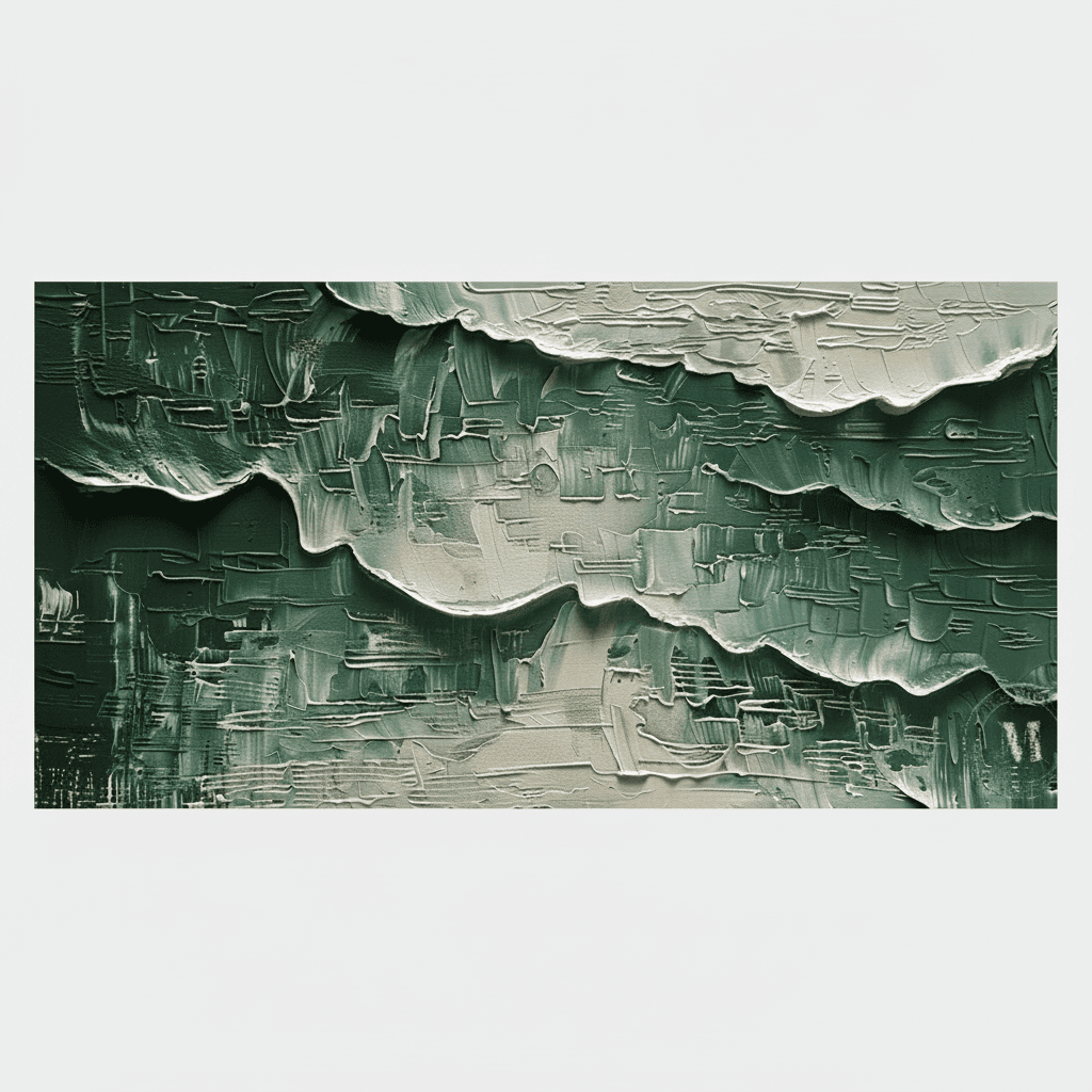 Abstract Green Textured Quiet Layers - Wall Art by Fir Gallery - Abstract wall art