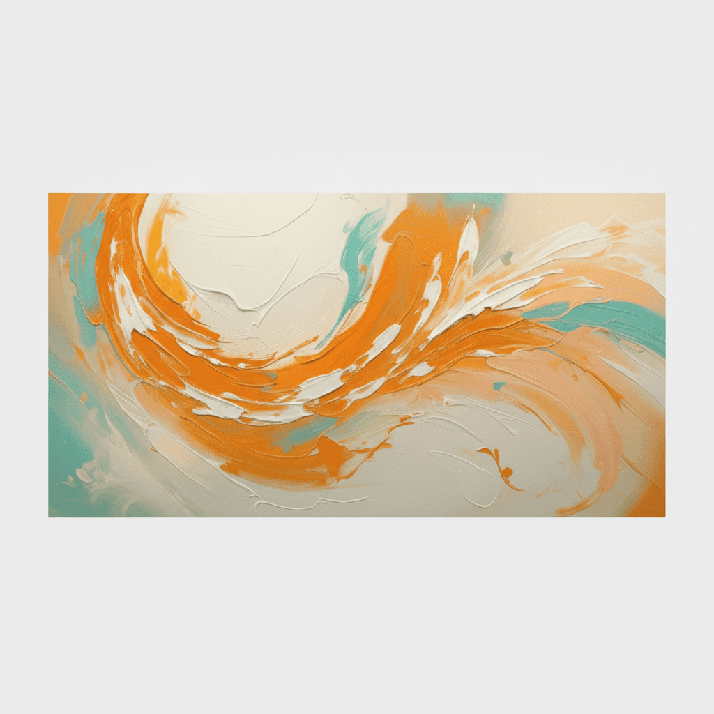 Abstract Orange Teal Warm Spiral - Wall Art by Fir Gallery - Abstract wall art