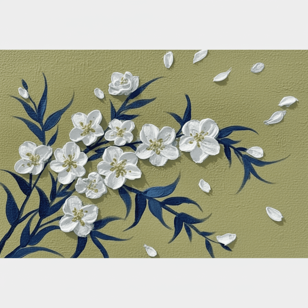 White Blossom Floral Soft Drift - Wall Art by Fir Gallery - Abstract wall art