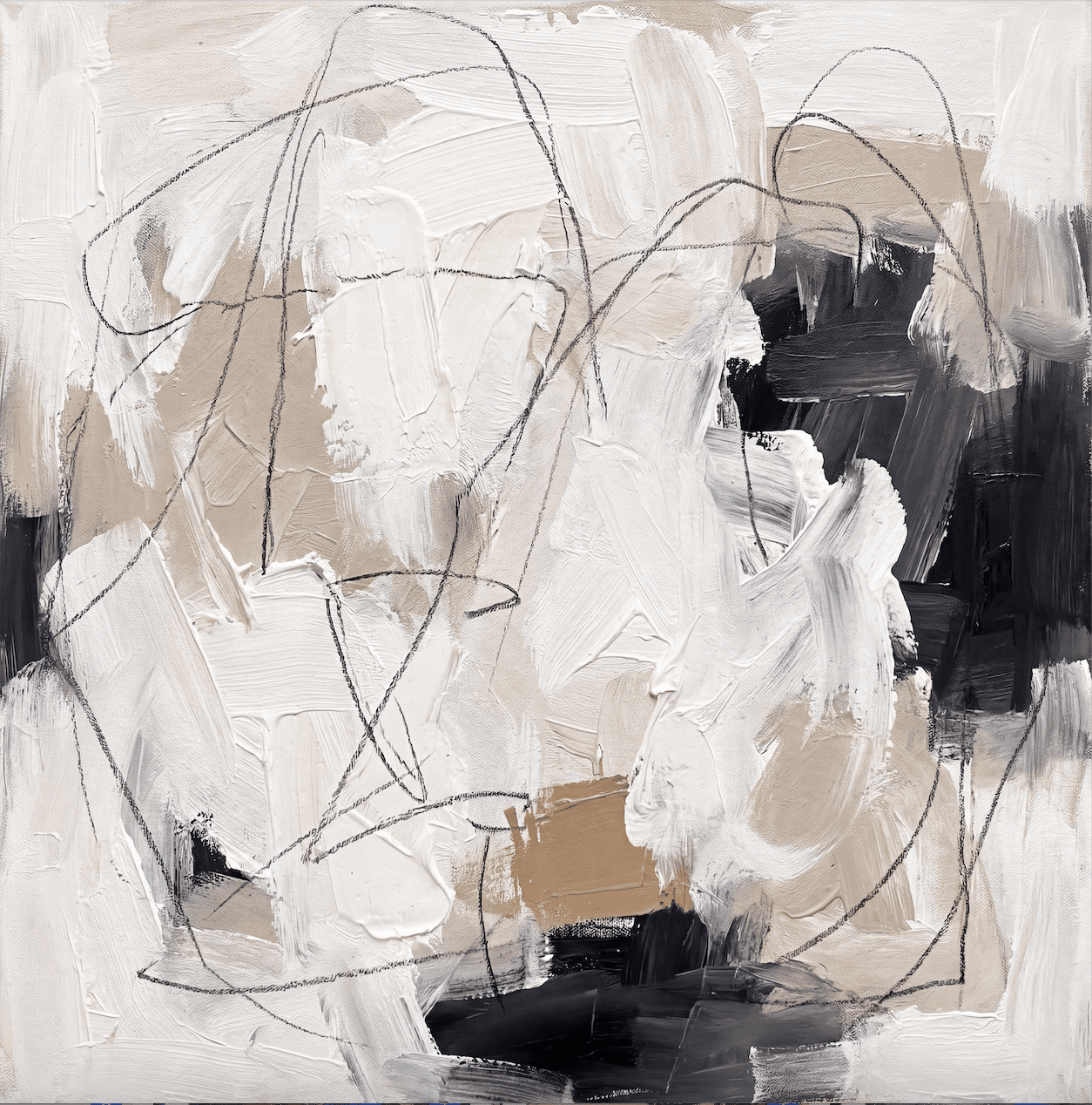 Monochrome Textured Abstract Quiet Interval - Wall Art by Fir Gallery - Abstract wall art