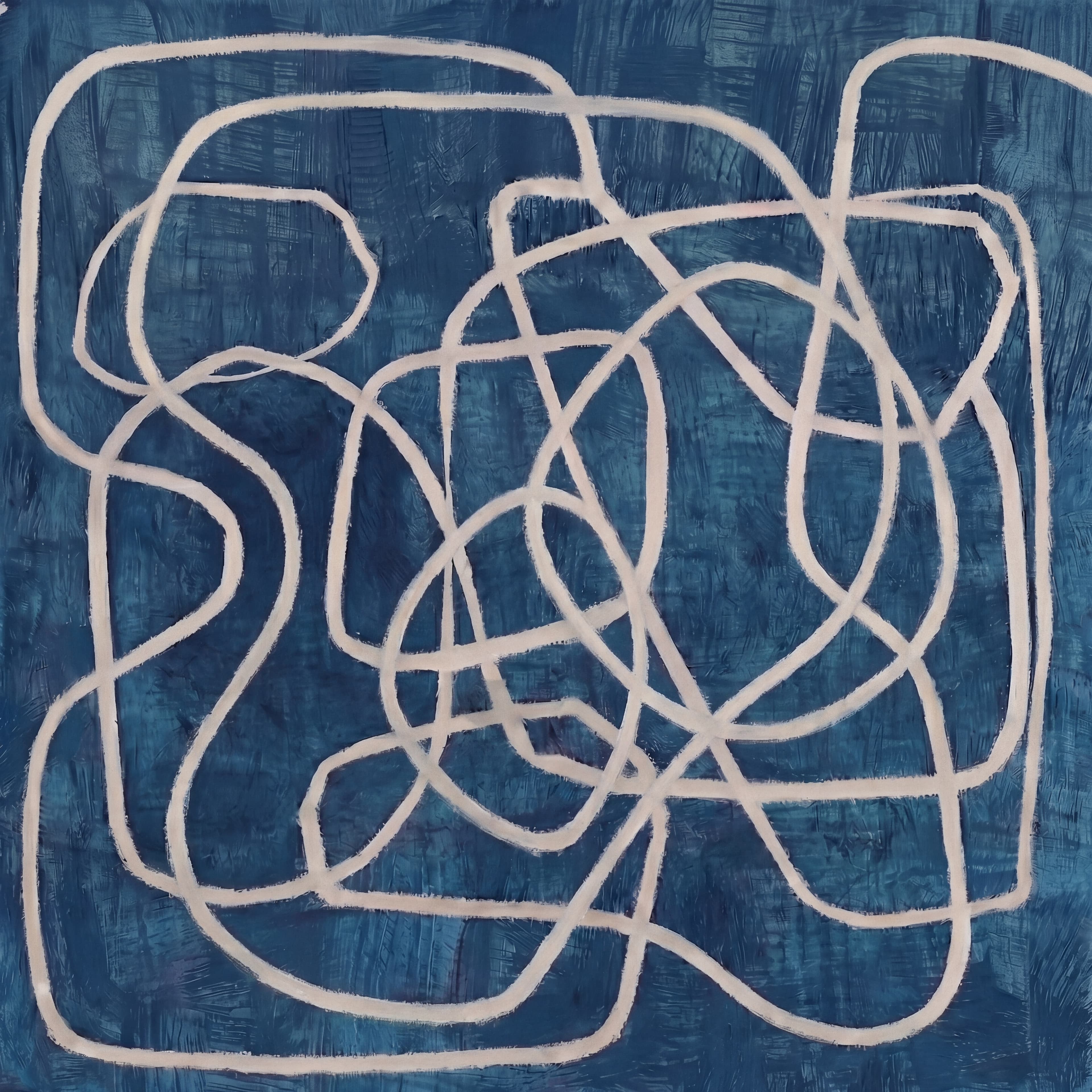 Blue Abstract Line Tangle - Wall Art by Fir Gallery - Abstract wall art