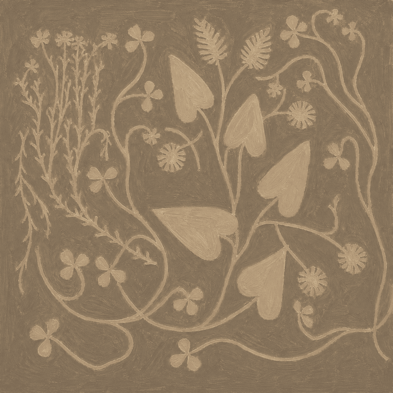 Earthy Botanical Vine Textured Canvas Wall Art