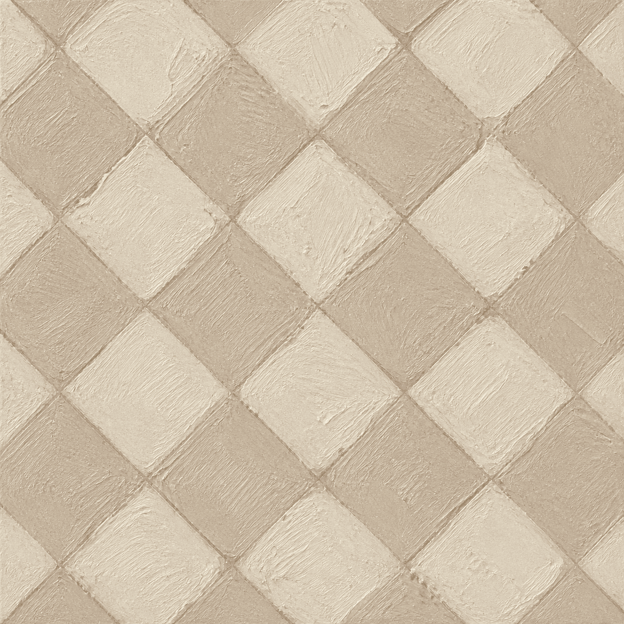 Minimalist Beige Checkerboard Textured Canvas Wall Art