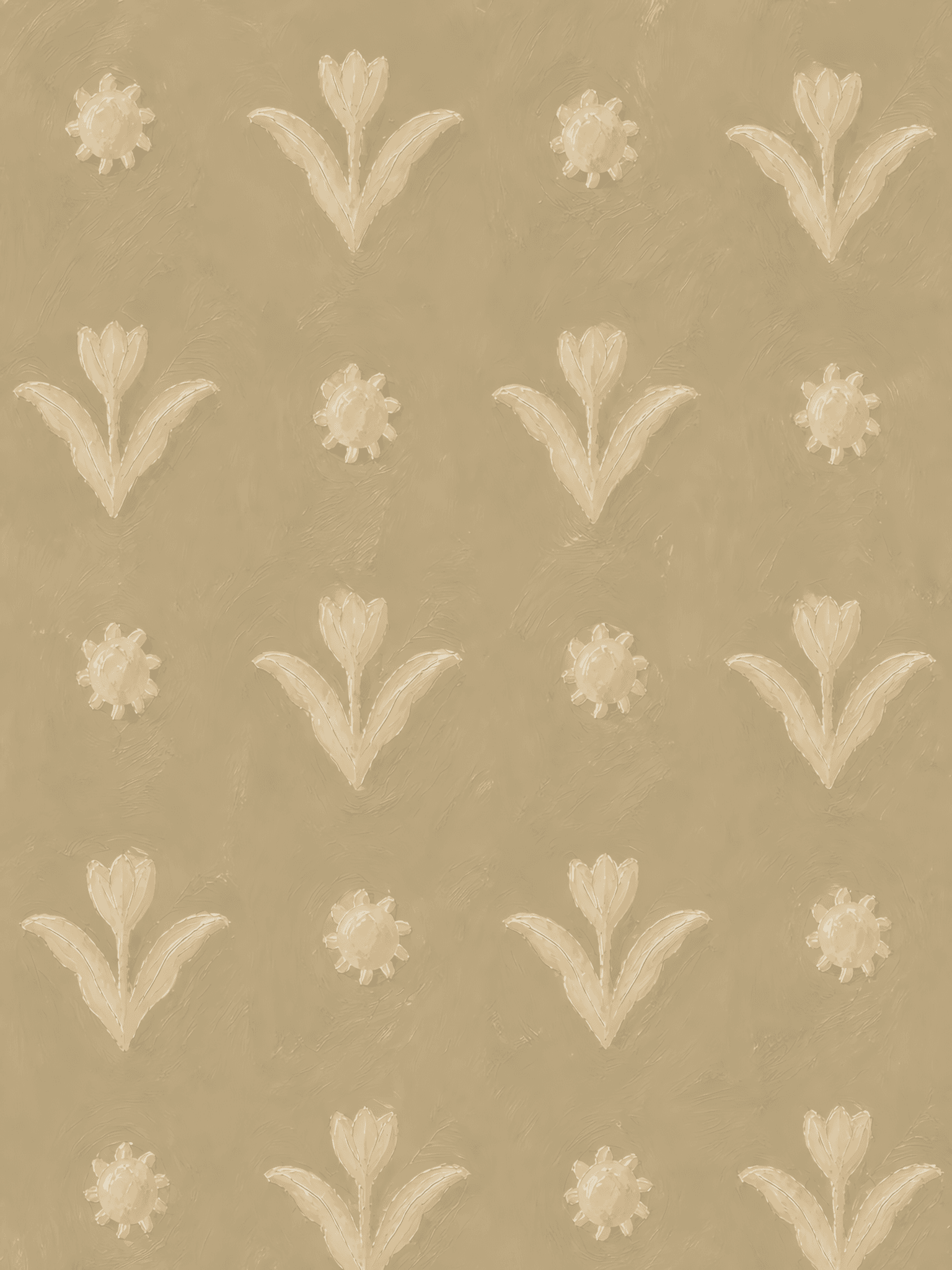 Minimalist Tulip Floral Pattern Textured Canvas Wall Art