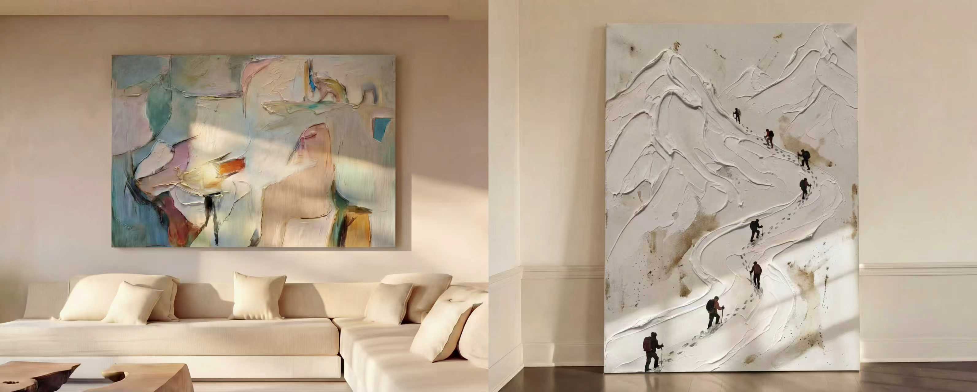 Hand Painted artwork styled in a room